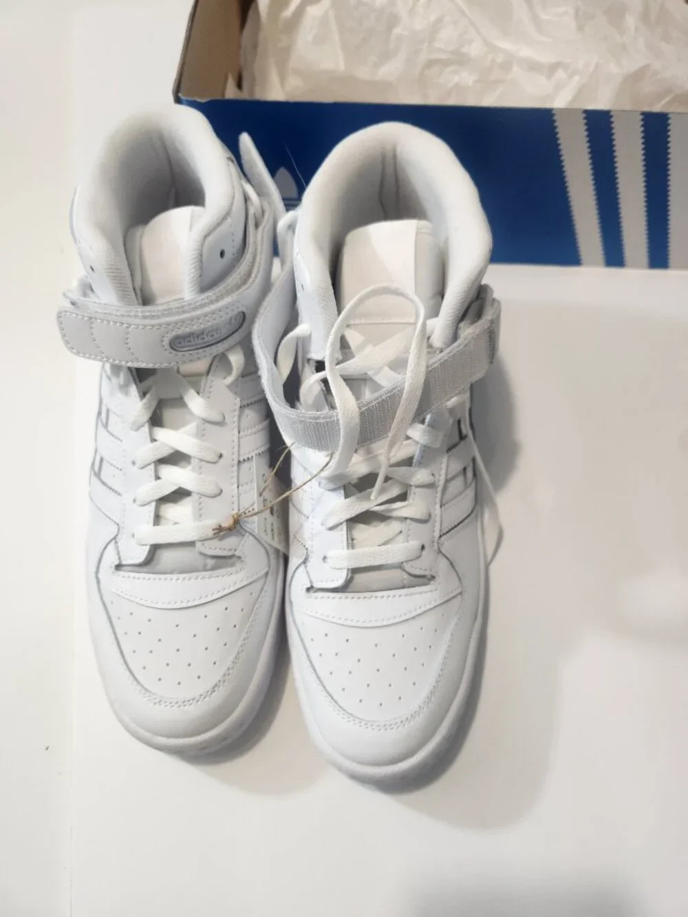 ADIDAS Forum Mid Retro Lifestyle & Basketball Sneakers All White Men's Size 9.5